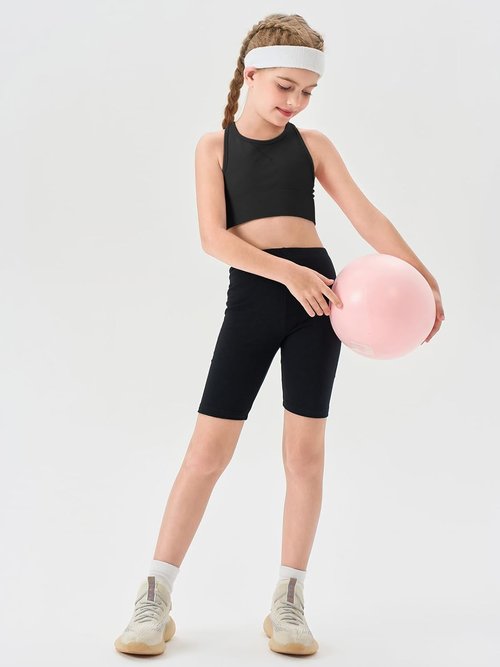 Haloumoning Girls Athletic Sports Bra - Racerback Design for Dance & Yoga | Sizes 7-14 Years