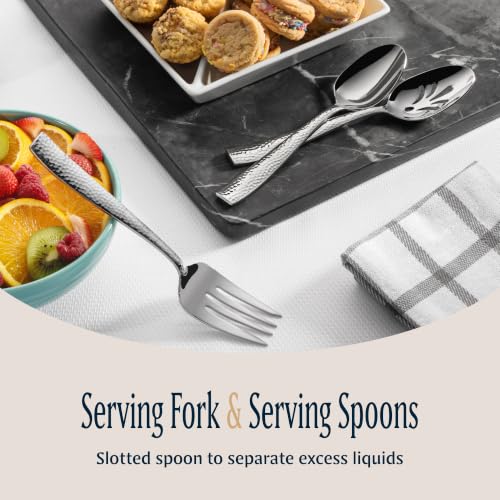 Hammered Stainless Steel Hostess Serving Utensil Set - 8-Piece Cake, Pie, Lasagna Servers