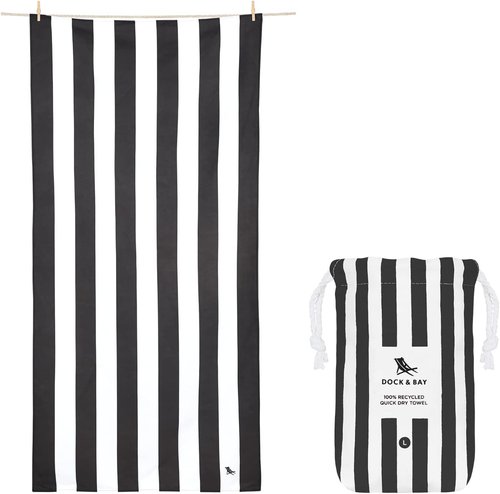 Dock & Bay Beach Towel - Quick Dry & Sand Free | Extra Large Cabana Kamari Charcoal (200x90cm)