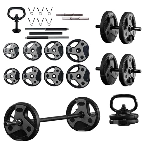 54lb Adjustable Weight Set with Barbell, Dumbbells & Kettlebell Handle