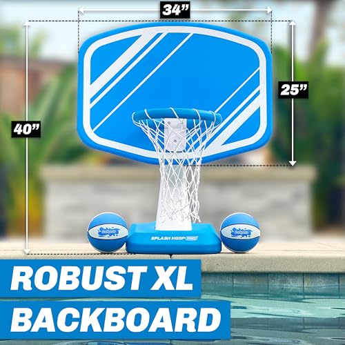 Blue Pool Basketball Hoop with Large Backboard & Balls - Splash Hoop PRO