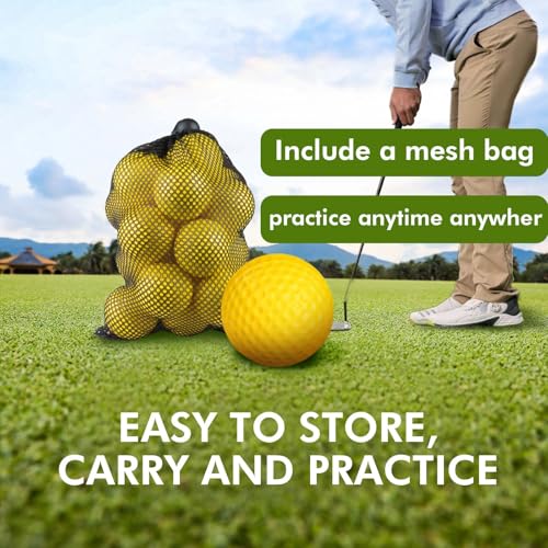 Yellow Foam Practice Golf Balls Set - Backyard Indoor Outdoor Training 35pcs