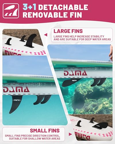 Hawaii Pink 11' x 34" x 6" Inflatable Stand Up Paddle Board for Adults