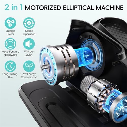 Morelax Cyan Under Desk Elliptical Machine with Resistance Band & Remote, 12 Speeds for Seniors