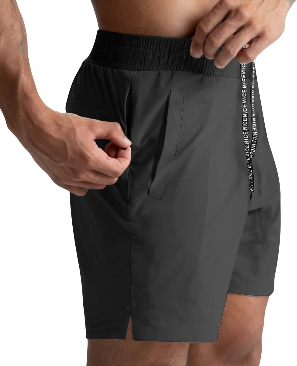 Skiennix Men's Athletic Shorts - Quick Dry Lightweight 5-Inch Gym & Running Shorts with Pockets | 2 Pack
