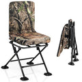 Goplus Camouflage Hunting Chair with 360° Swivel & All-Terrain Duck Feet, Foldable & Comfortable Seat, 330LBS Capacity