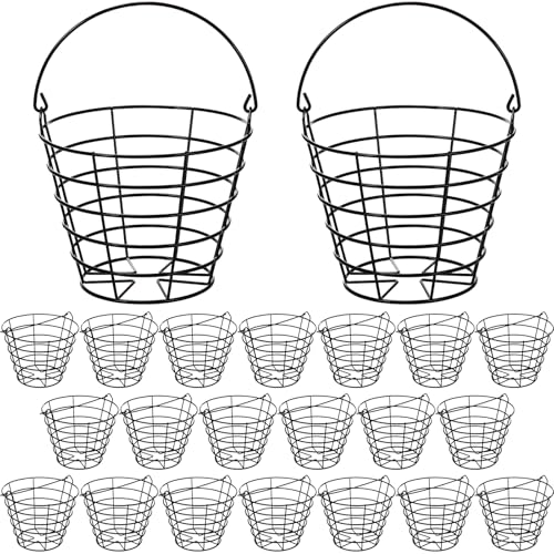 Golf Ball Basket with Handle - Stainless Steel Storage Container for 50 Balls, Black, Variation of 20