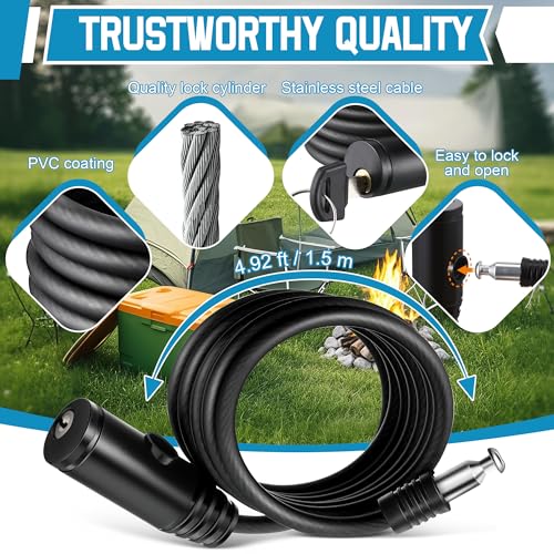 Cooler Lock Brackets with 4.92 ft Security Cable - Black Titanium Coating 2 Pack