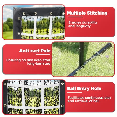 Bearwill 9-Hole Baseball Pitching Net with Strike Zone - Training Equipment for Pitch Accuracy