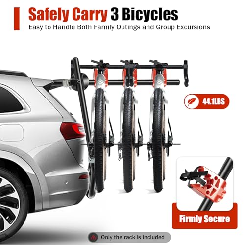Foldable Car Bike Rack for 3 Bicycles - Trunk Mounted Bicycle Carrier