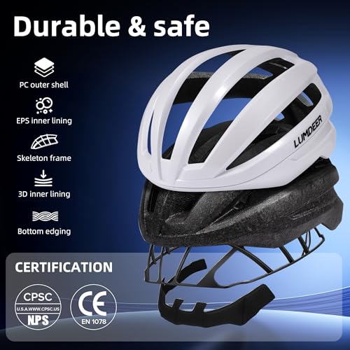 LUMDEER White Bike Helmet for Adults Men Women - Ultra Ventilation Cycling Safety