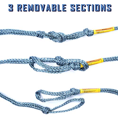 Pro Wakesurf Rope 24' with 3 Removable Sections and Soft Handle - Grey