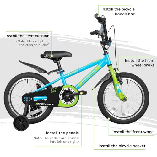 Blue 16-Inch Kids Bike for Boys and Girls - BMX Style Bicycle with Safety Features