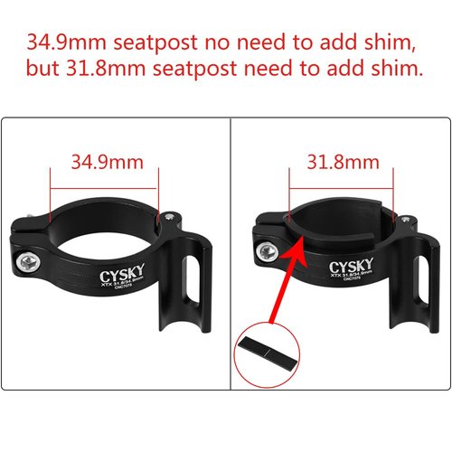 CYSKY Bike Front Derailleur Clamp 31.8mm 34.9mm, Adjustable Braze On Front Derailleur Adapter Compatible with Shimano Sram for MTB Mountain Bike Road Bicycle (Black)