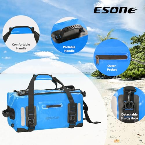 ESONE Waterproof Dry Backpack 40L for Kayaking Travel & Boating - Blue
