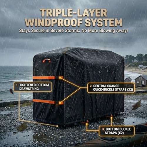 Heavy-Duty Waterproof Kayak Cover for 2-4 Kayaks & Paddleboards 10-12ft