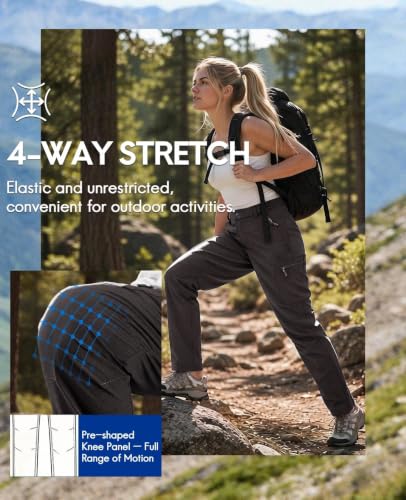 Haimont Women's Lightweight Hiking Cargo Pants with Zip Pockets - Medium / 27" Inseam, Graphite Grey