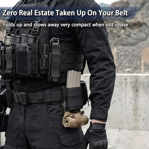 Coyote Brown Tactical Dump Pouch - Foldable Mag Utility Pouch for Battle Duty Belt