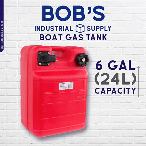 BISupply 6 Gallon Portable Marine Gas Tank with Fill Hose for Small Engines