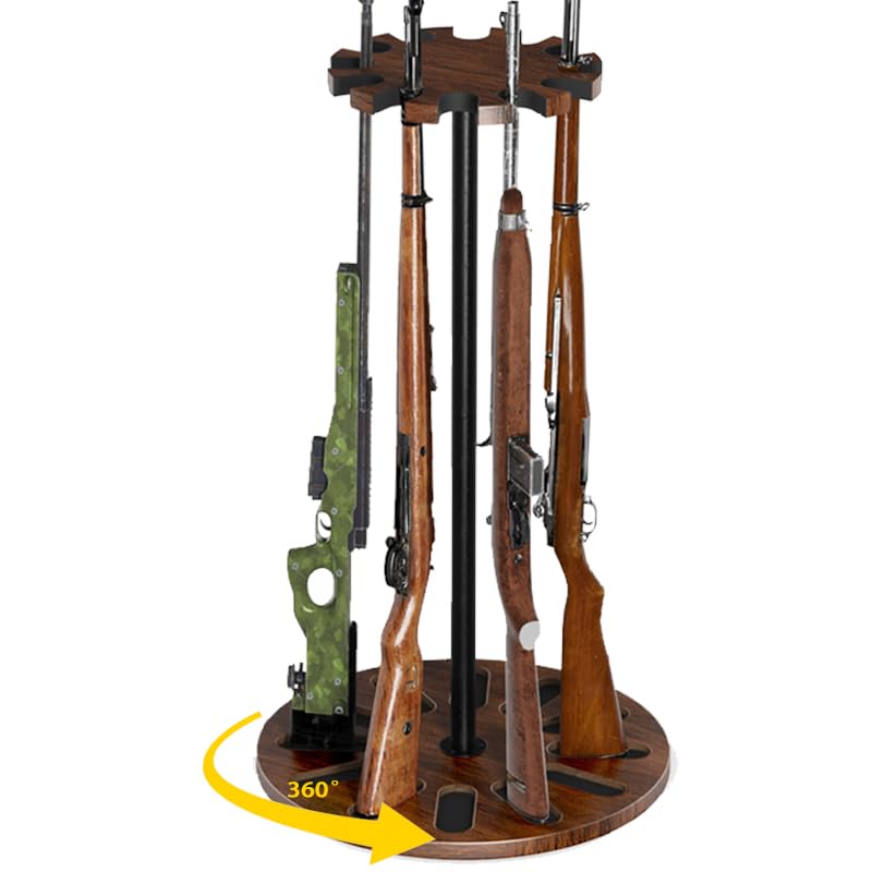 Yoimori Brown Indoor Gun Rack with 360° Rotating Stand Holds Up to 12 Rifles