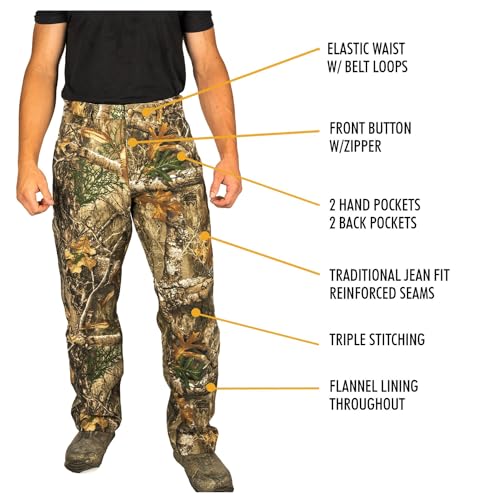 Realtree Edge Hot Shot Men’s Camouflage Flannel Lined Hunting Pants - Large