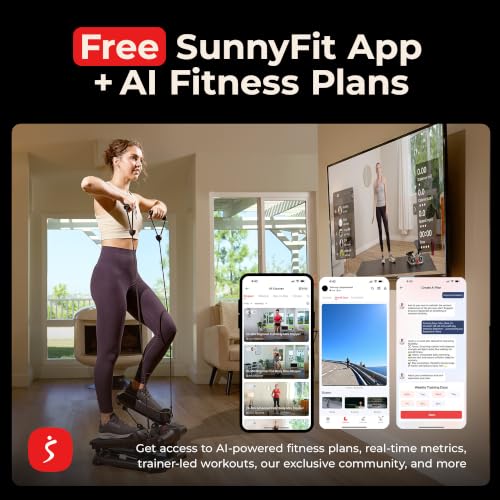 Black Sunny Health & Fitness Power Stepper with Resistance Bands - Low-Impact Cardio Equipment
