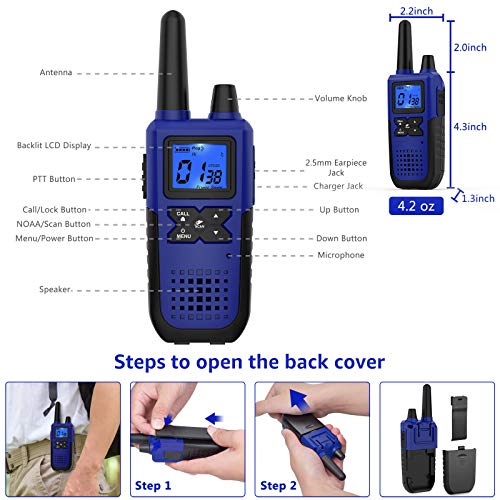 Topsung Long Range Walkie Talkies for Adults with Earpieces - Blue, Green, Orange, Violet, Red, Yellow
