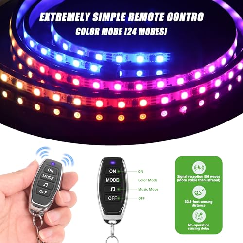 4PCS Golf Cart Underglow Light Kit with Canopy Lights IP67 Waterproof 24 Color Modes Wireless Remote Music Sync 12V-80V Fit for Yamaha EZGO Club Car
