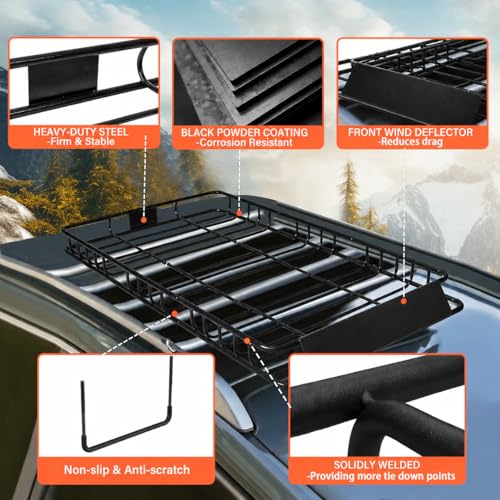 KAHLHAK Roof Cargo Basket 64" & Waterproof Bag 20 Cu Ft Roof Rack System