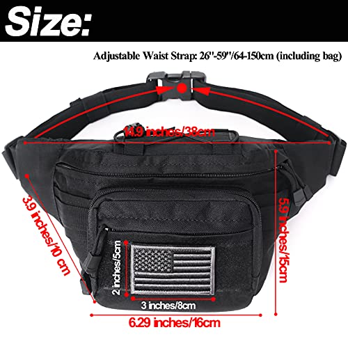 Meprona Tactical Fanny Pack 1 Pack Black Military Waist Bag Outdoor Utility