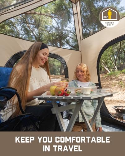 FanttikOutdoor 10' x 9' Khaki Instant Tent for 4-6 People, Easy Setup in 60 Seconds