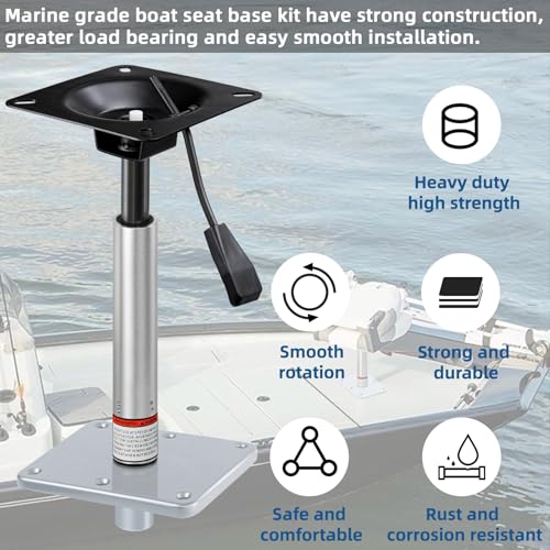 24-30 Inch Grey Pedestal Kit for Bass Boat Casting Seat with Mount