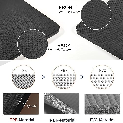 Large Black TPE Yoga Mat 6x4 Feet Extra Thick Non-Slip for Yoga Pilates Home Gym