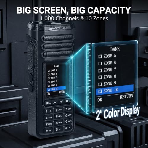 10W Tri-Band Handheld Ham Radio with SSB/CW, 1000 Channels, Dual Antennas
