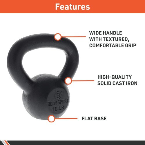 Body Sport Cast Iron Kettlebell - Professional Weight Training for Home & Gym Workouts
