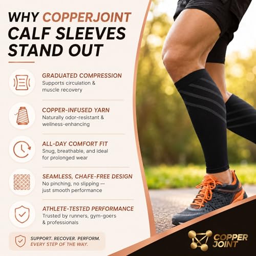 Calf Compression Sleeve for Men & Women, Black, Small, Firm Fit - Support & Recovery