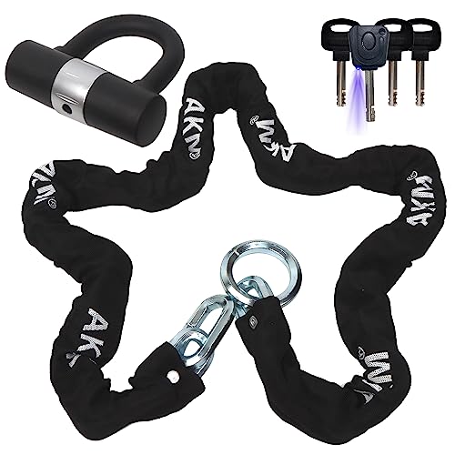 AKM 6ft x 12mm Heavy Duty Motorcycle Chain Lock with U Lock & 4 Keys
