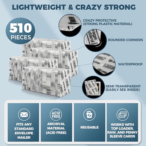 White Trading Card Shipping Protectors 510 Pack 3.5 x 4.5 inch Premium Plastic Sleeves