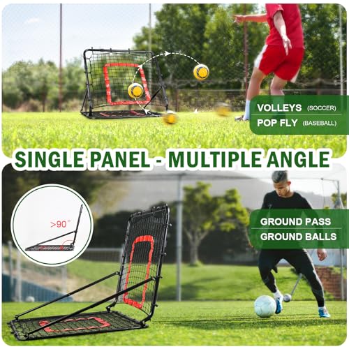 BaseGoal Dual-Sided Baseball Softball Rebounder Net 33.5x33.5 Inches, Black
