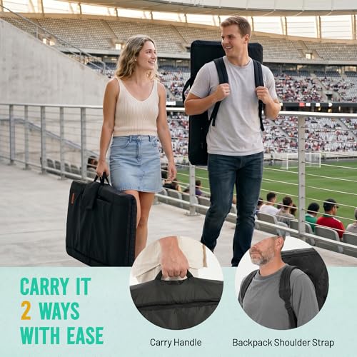 Overmont Stadium Seat with Back Support - Padded Bleacher Cushion, 20.5 Inch, Regular - 6-Position Reclining & Backpack Straps