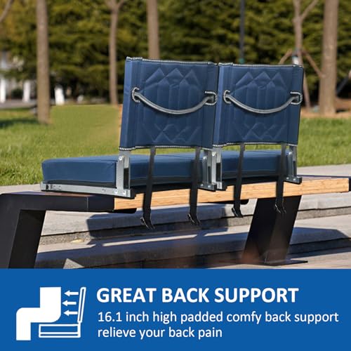 2 Pack Portable Folding Stadium Chair with Back Support - Navy