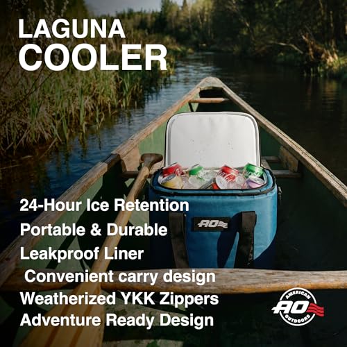 AO Coolers Laguna Canvas Soft Cooler Ocean Blue - Insulated Leak-Proof 18-Can Capacity