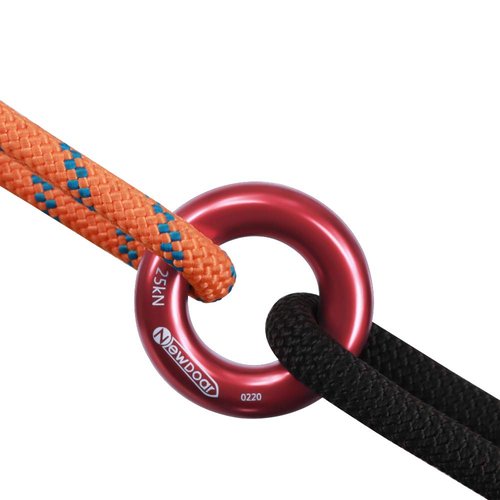 NewDoar Rappel Ring 25kN Gold Large O-Ring Rope Connector for Rock Climbing Arborist Rescue Hammock and Slackline(Red 2pcs)