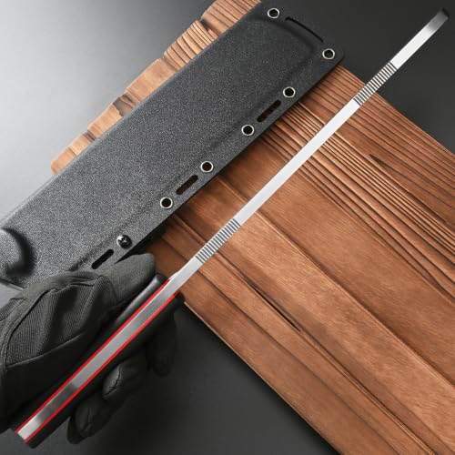 Silver Fixed Blade Knife with Carbon Fiber Handle, DC53 Steel, Full Tang, Sheath for Camping & Hunting