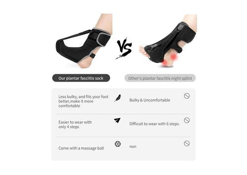 BelleVuee Plantar Fasciitis Night Splint Sock: Unisex Plantar Fasciitis Brace with Massage Ball for Foot Pain Relief by Plantar Fasciitis Achilles Tendonnitis Foot Drop Heel Spur Flat Arch (M/L)