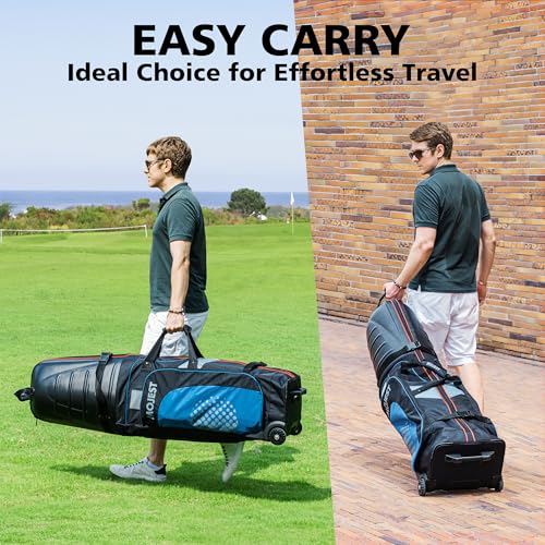 Mojest Golf Travel Bag with Wheels - Hard Shell Top & 1680D Oxford, Lightweight & Waterproof - Black, Red, Blue