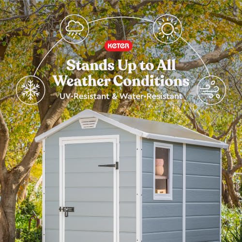 Keter Manor 4x6 Resin Outdoor Storage Shed - Weatherproof Garden & Patio Organizer