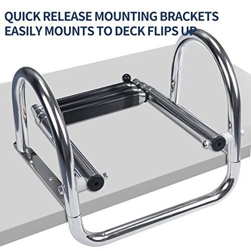 Heavy Duty Stainless Steel Pontoon Boat Ladder - Telescoping Rear Entry with Hand Rail