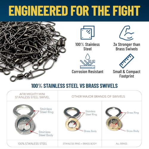 AFW Mighty-Mini Wire Fishing Swivels 4/0 600Lb 50 Pcs - Strong & Corrosion-Resistant