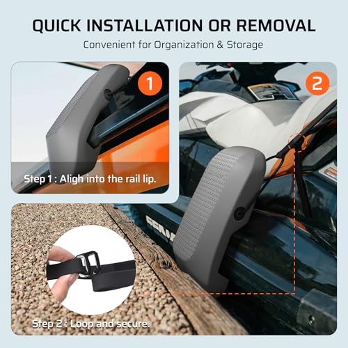 Ehaho PWC Fenders 2 Pack Gray | Jet Ski Docking Bumpers for Safe Impact Protection